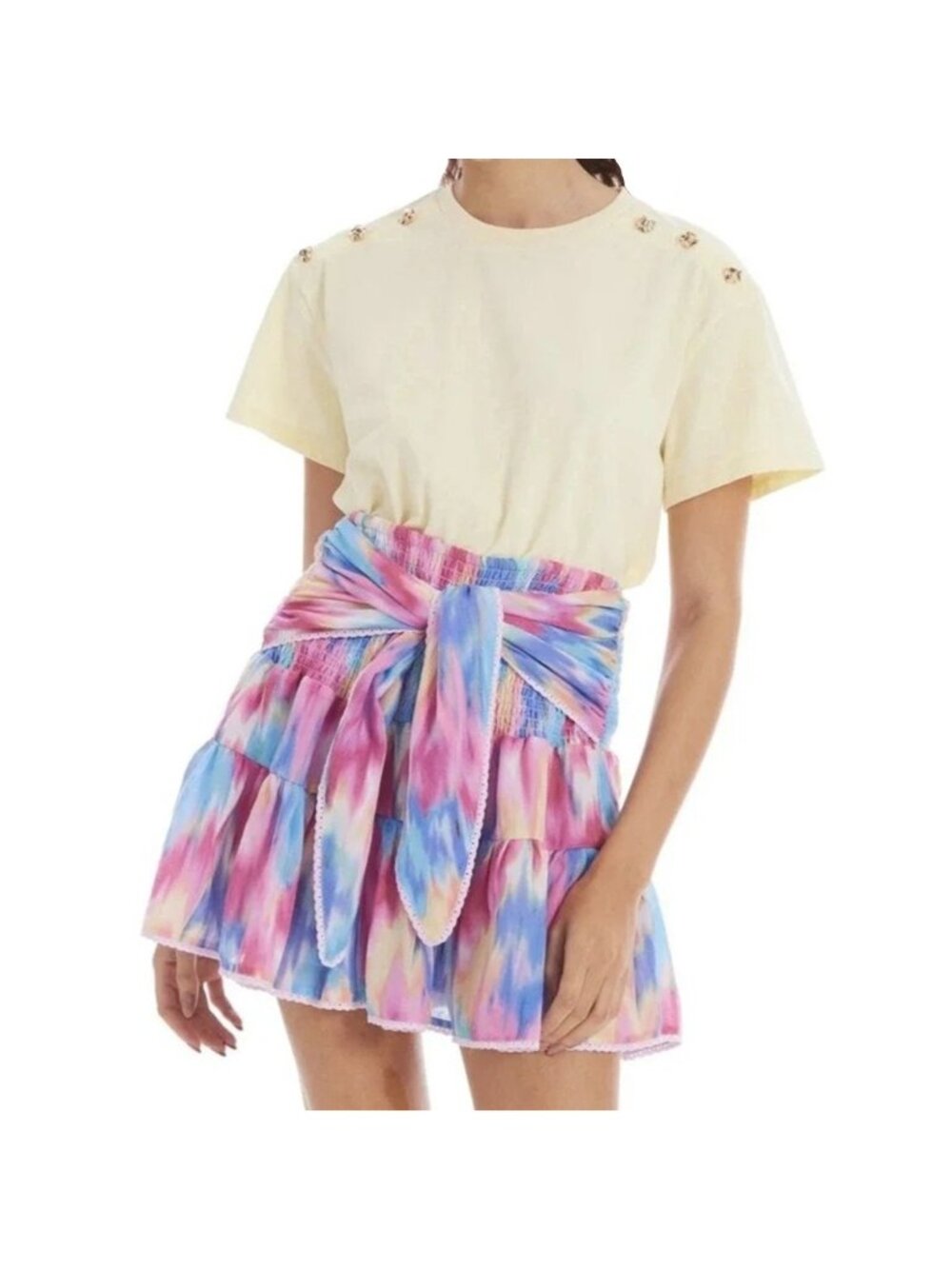 Allison New York Chase Mini Skirt in Rainbow Haze Size Small New